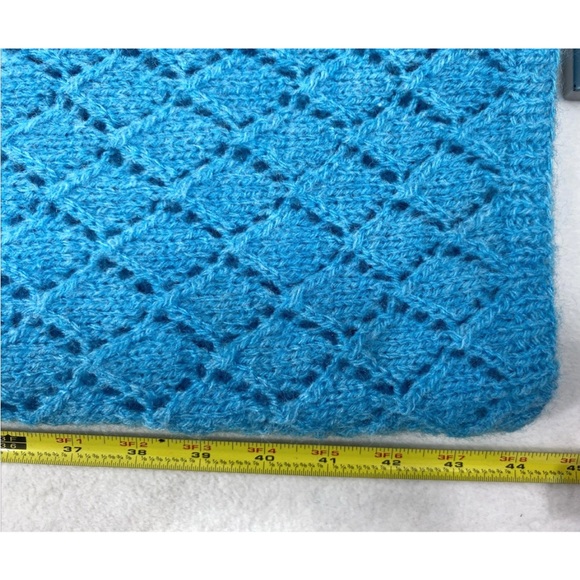 Vintage 70's‎ Handmade Knitted Dress Womens Medium Turquoise Blue Midi - Picture 7 of 8